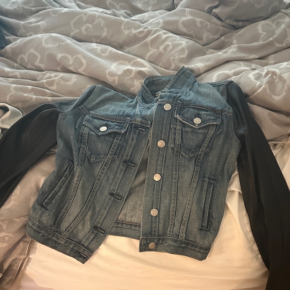 rag & bone Blue Jean Jacket with Black Sleeves
